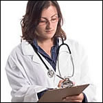 A female doctow with a clipboard